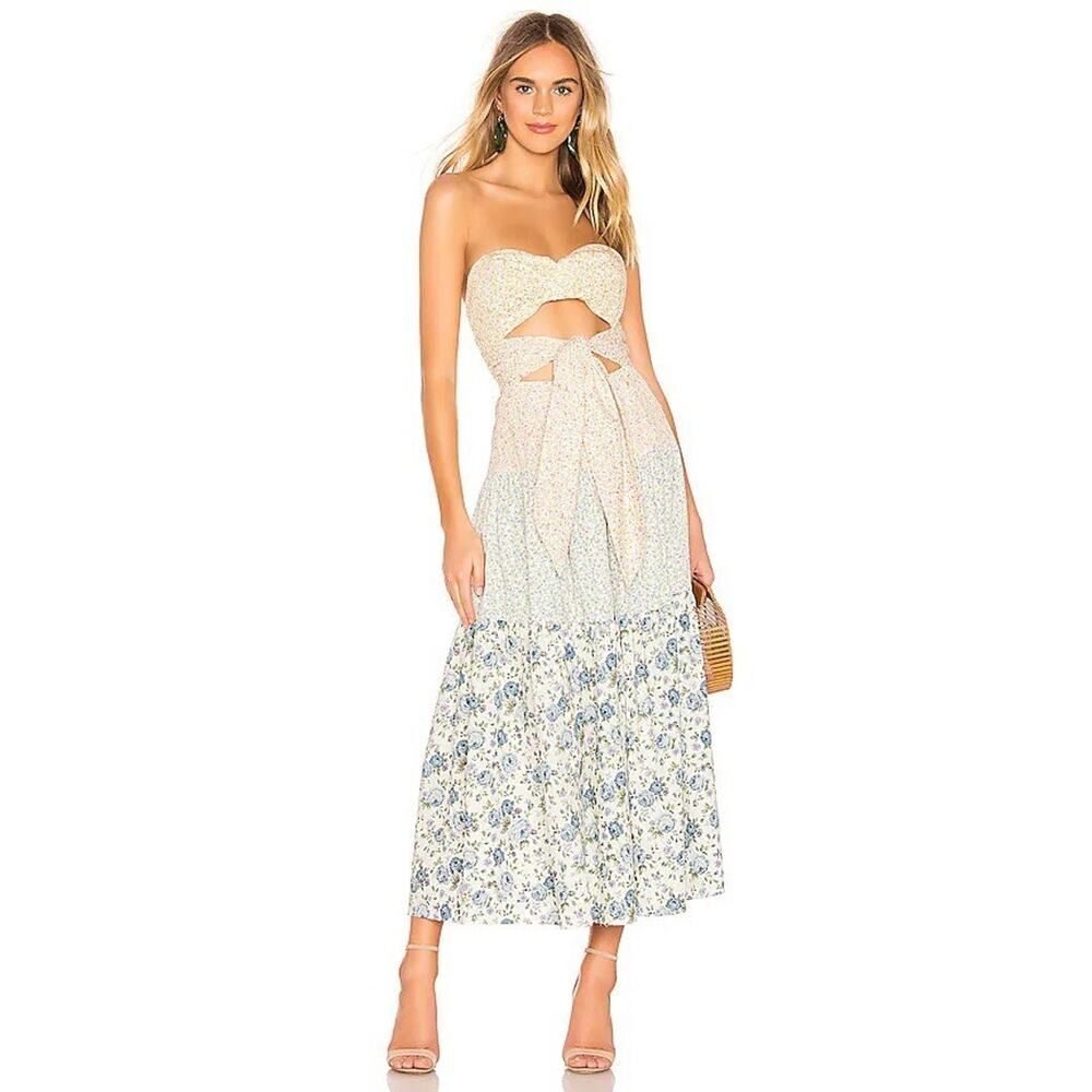 NWT Petersyn Roxy Strapless Cutout Floral Maxi Dress Courtyard Size M Revolve